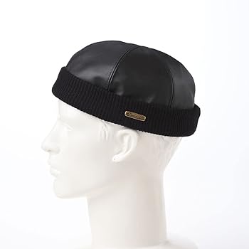 Amazon | [ステルコフスキー] Leather beanie cap（レザー